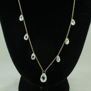 14K Yellow Gold Diamonique 9.25 ct tw Briolette Dangle Necklace